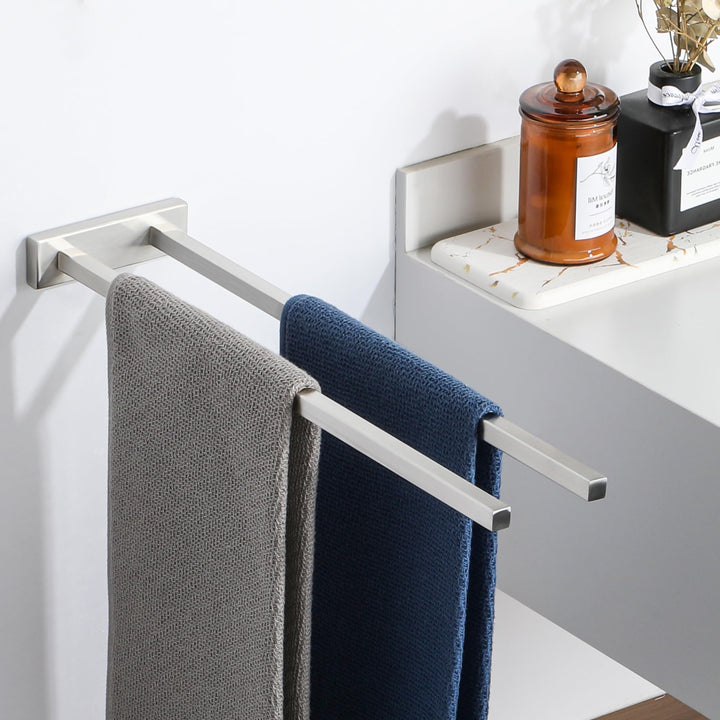 SAYAYO Handtuchhalter Bad Gebürstet Handtuchstange Zweiarmig Gästehandtuchhalter Wandmontage Edelsta