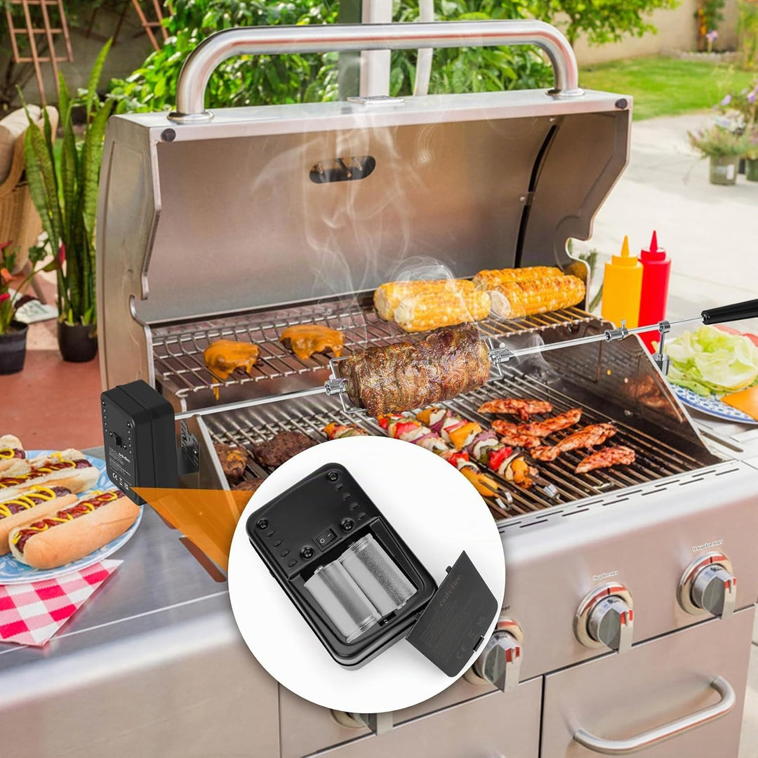 onlyfire Grillmotor für Grillspiess, Regelbar Drehmotor für Rotisserie, Schaschlik, Spiessbraten, Sp