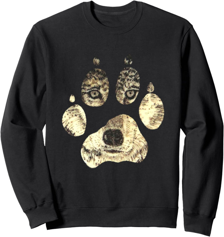 Awesome Wolf Face Paw Sweatshirt