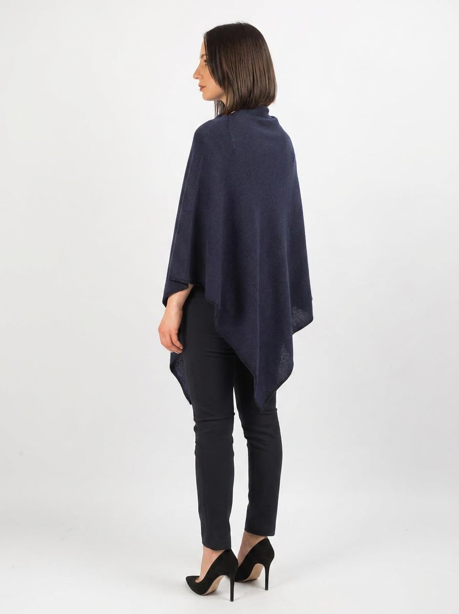 Dalle Piane Cashmere - Poncho aus 100% Kaschmir - Made in Italy - für Frau Einheitsgrösse Blau, Einh