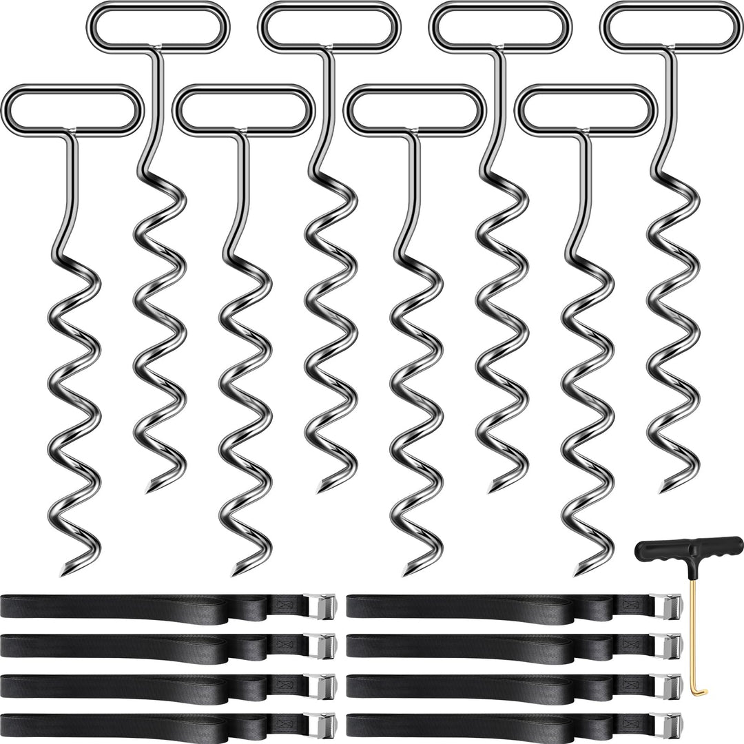 Bodenanker für Trampolin, Erdanker, 8 pcs mit Adjustable Strap, für Trampolin, Schaukel, Pavillon 8