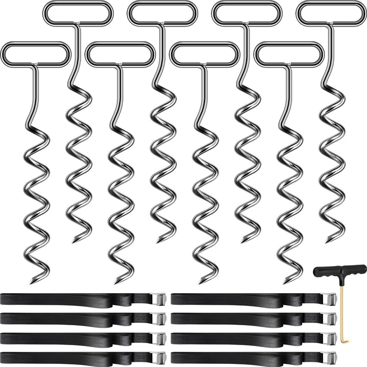 Bodenanker für Trampolin, Erdanker, 8 pcs mit Adjustable Strap, für Trampolin, Schaukel, Pavillon 8