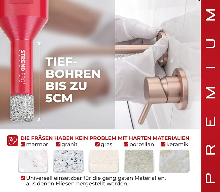 Diamant Bohrer Fliesen 6mm | PREMIUM Feinsteinzeug Bohrer 6mm für Winkelschleifer | Fliesen Bohrkone