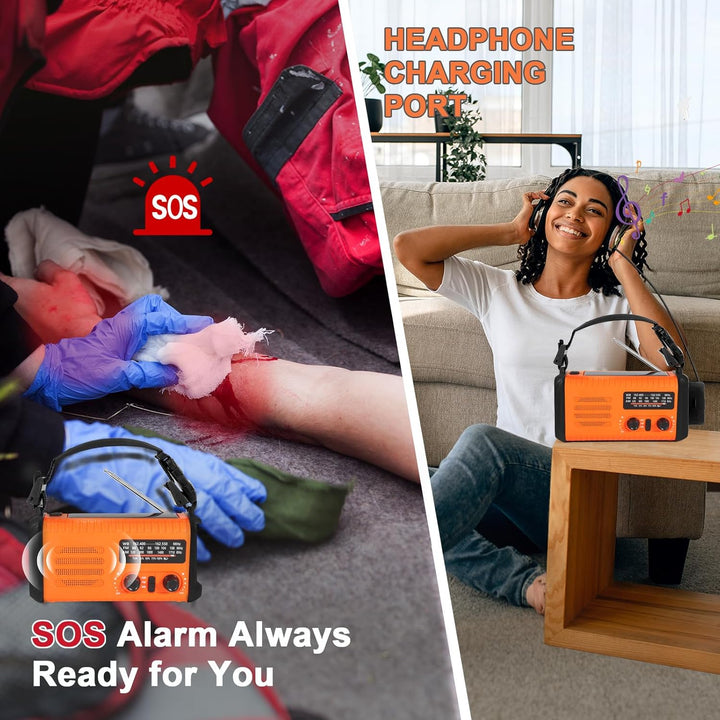 20000mAh Notfallradio, Solar-Hand Kurbelradio AM/FM-Wetterradio, batteriebetrieben mit Handy-Ladeger
