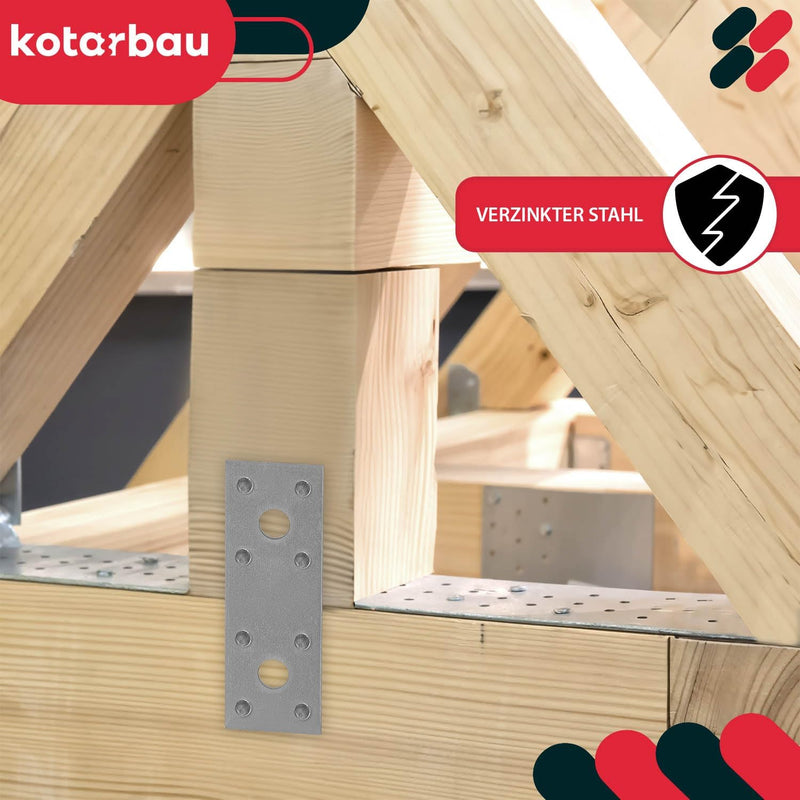 KOTARBAU Lochplatten 96 x 40 mm Verzinkt Silber Flachverbinder Holzverbinder Innen – Aussenbereich L