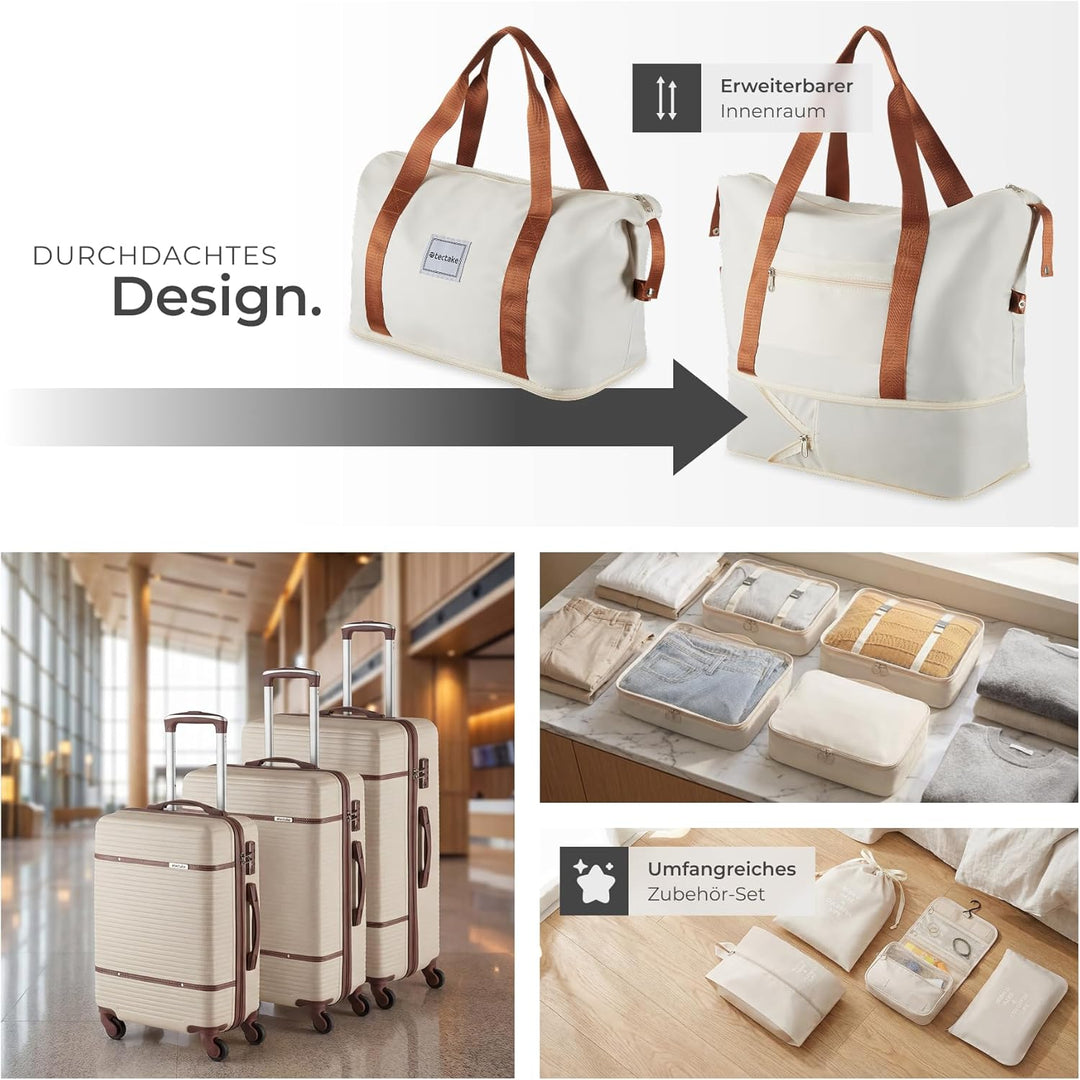 tectake® 13-TLG. Koffer Set mit Reisetasche, Koffer & Trolleys, Reisekoffer mit Rollen, Kofferset mi