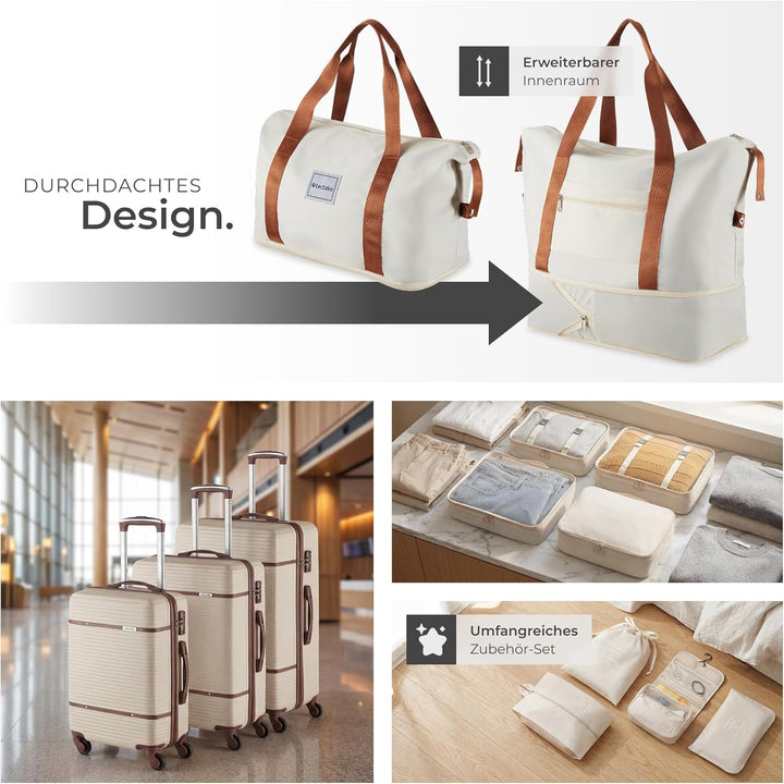 tectake® 13-TLG. Koffer Set mit Reisetasche, Koffer & Trolleys, Reisekoffer mit Rollen, Kofferset mi
