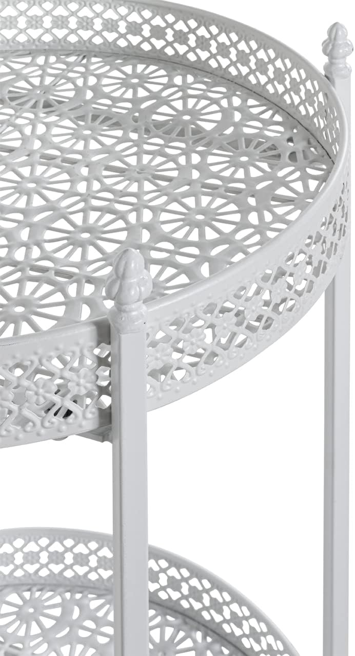 HAKU Servierwagen weiss, Metall - Masse: H 74 cm x Ø 45 cm, Style: Coastal Furniture, Weiss