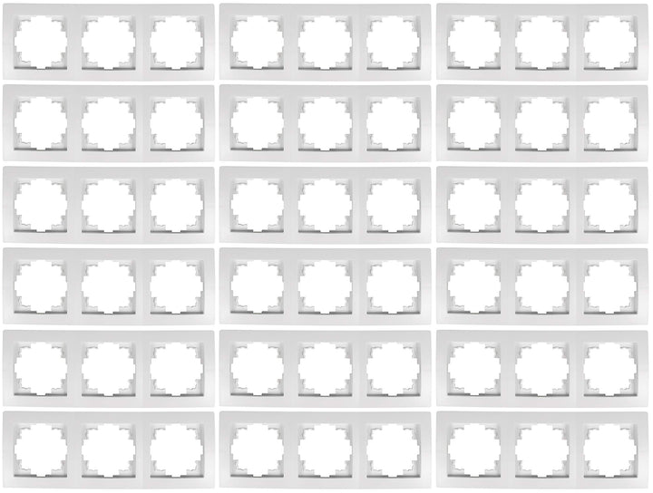 MC POWER - 18er Pack Rahmen| FLAIR | 3-fach, Steckdosenrahmen, Lichtschalter Rahmen, weiss matt 18 R