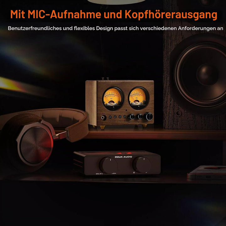 4-IN-1-OUT Audio Umschalter Stereo-Vorverstärker mit VU-Meter und Fernbedienung