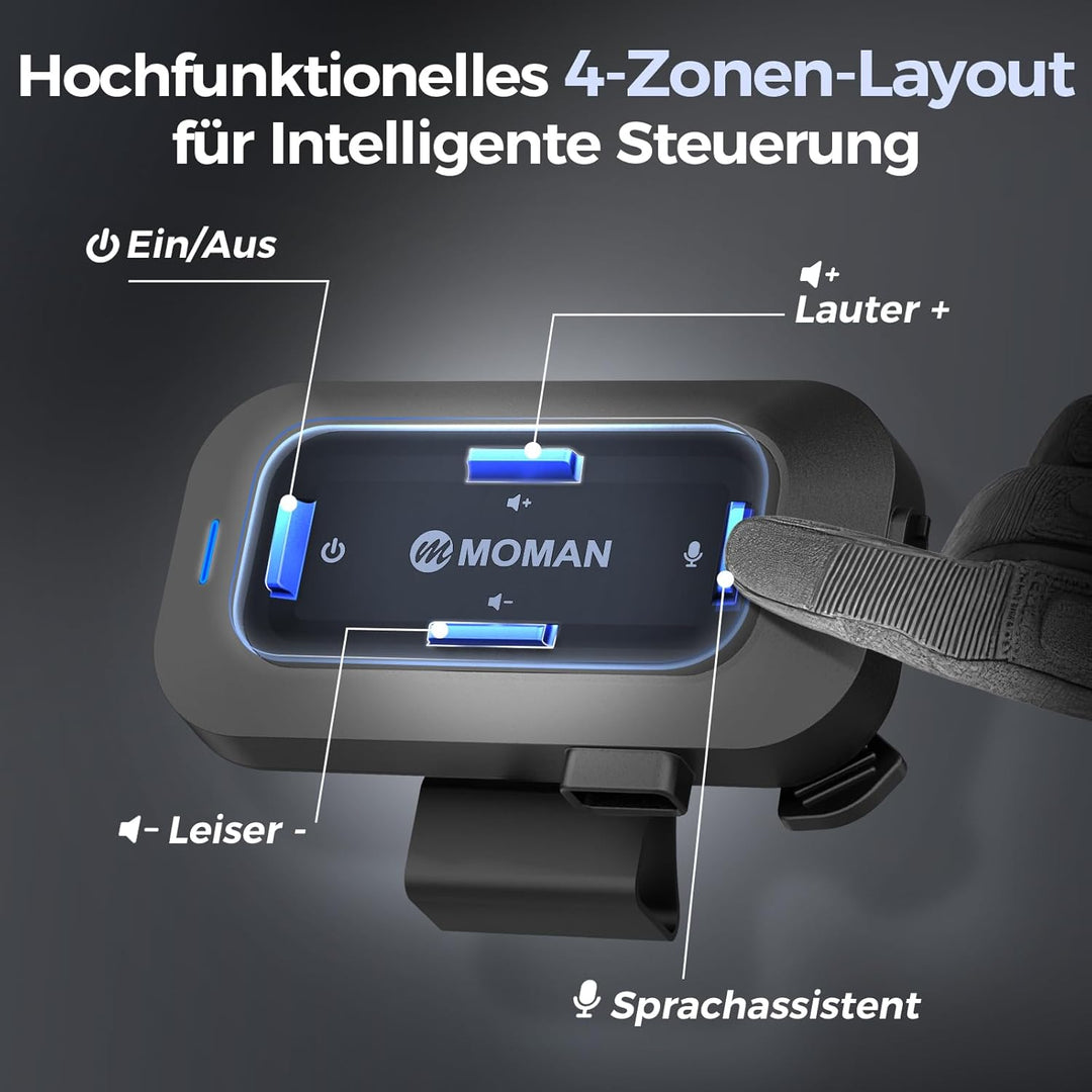 Moman RSC Motorrad Helm Headset 1000mAh für Solo-Fahrten, RSC