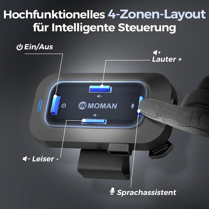 Moman RSC Motorrad Helm Headset 1000mAh für Solo-Fahrten, RSC