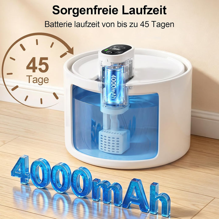 Katzenbrunnen Keramik kabellos 2,3L, Trinkbrunnen für Katzen für Indoor katzenbrunnen kabellos, katz