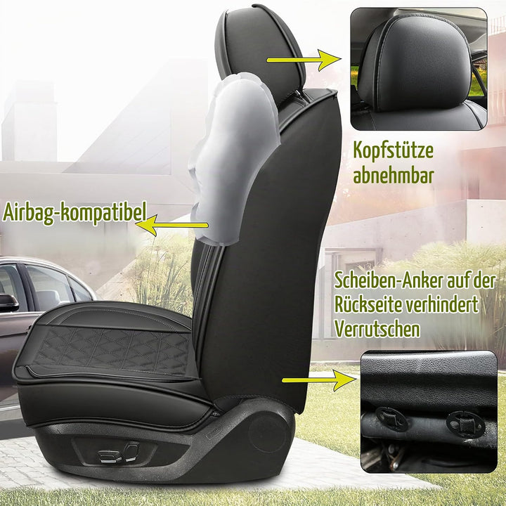JDWBT Luxus Autositzbezüge Kunstleder Komplettset, Sitzbezüge Auto Universal, Auto Sitzbezüge Kompat
