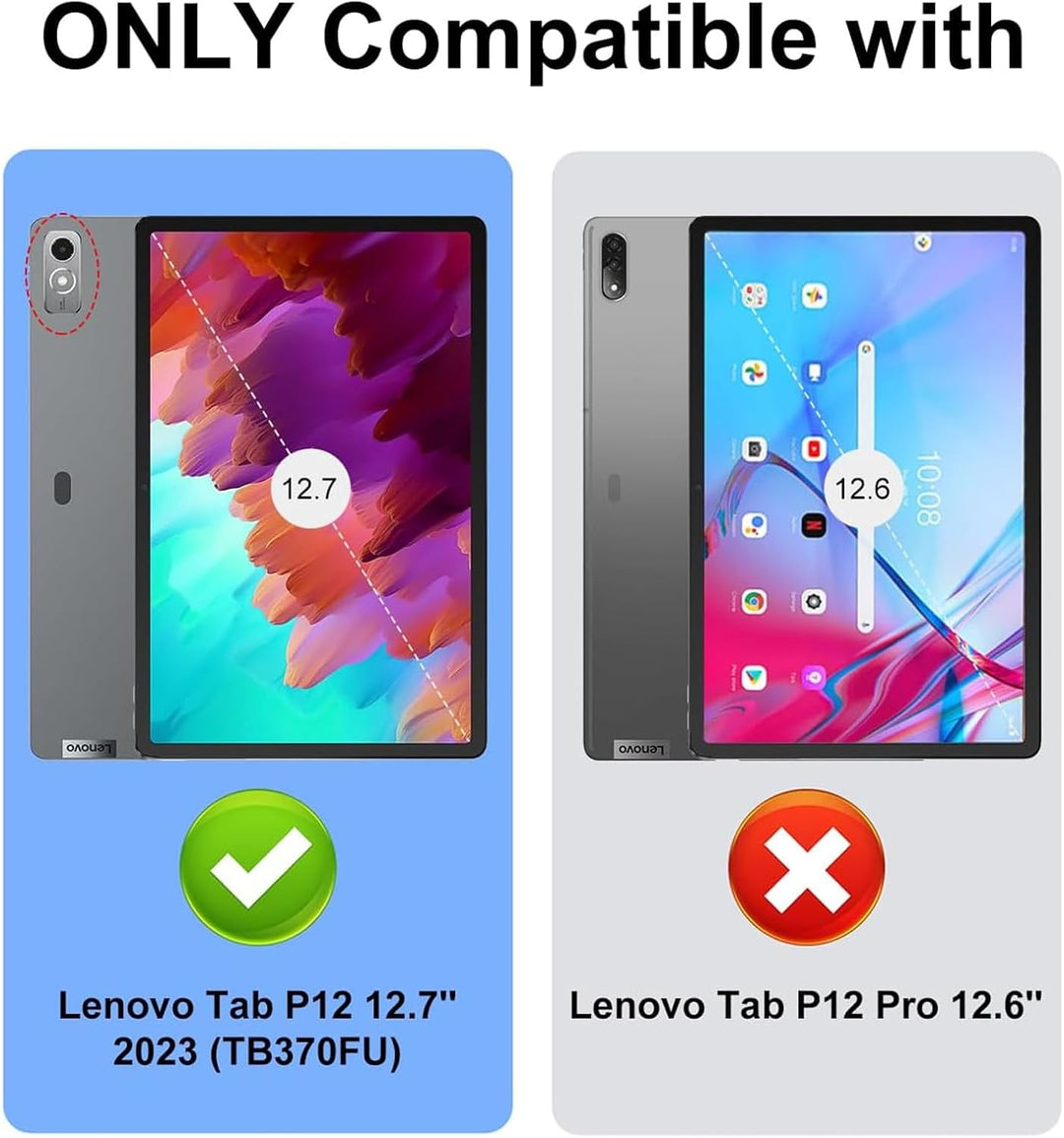 Tastatur Hülle für Lenovo Tab P12 12.7" 2023, QWERTZ Layout, Hülle Tastatur mit Magnetisch Abnehmbar