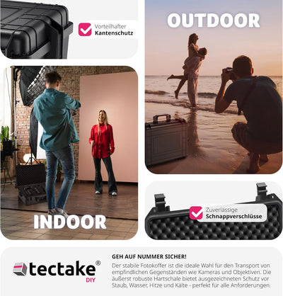 tectake® Kamerakoffer, Universalkoffer, Outdoor Box wasserdicht als Transportkoffer, Hardcase zur La