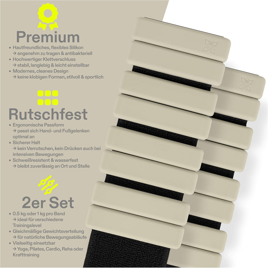 Gewichtsmanschetten aus Silikon (2x0,5 kg oder 2x1 kg) – Knöchelgewichte & Handgelenkgewichte für Fi