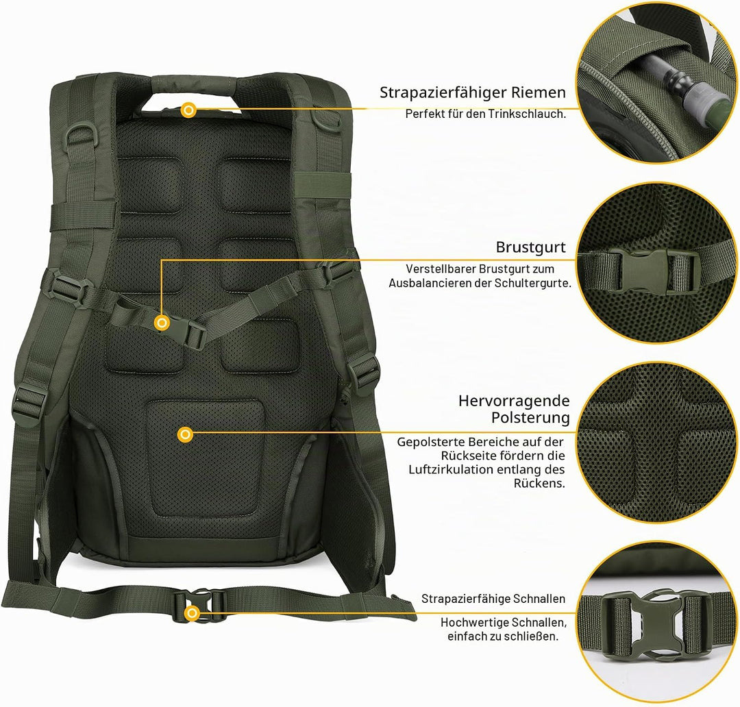 Mardingtop 25L/40L Taktischer Rucksack Herren Wanderrucksack mit MOLLE-System Militär Rucksack, Tact
