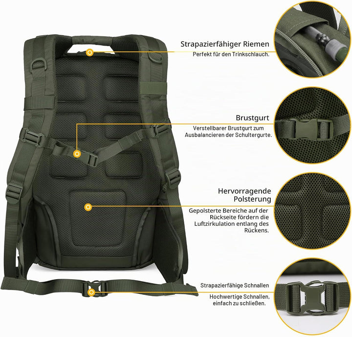 Mardingtop 25L/40L Taktischer Rucksack Herren Wanderrucksack mit MOLLE-System Militär Rucksack, Tact