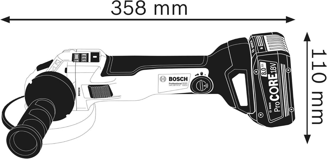 Bosch Professional 18V System Akku Winkelschleifer GWS 18V-10 SC (Leerlaufdrehzahl: 4.500 - 9.000 mi