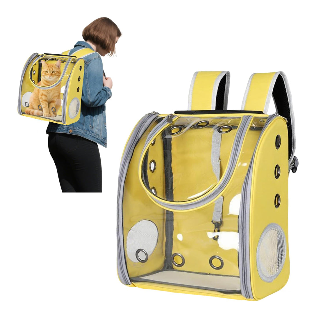 PETCUTE Hunderucksack,Atmungsaktive Transparente Katzenrucksack,Transporttasche Haustier Rucksack mi