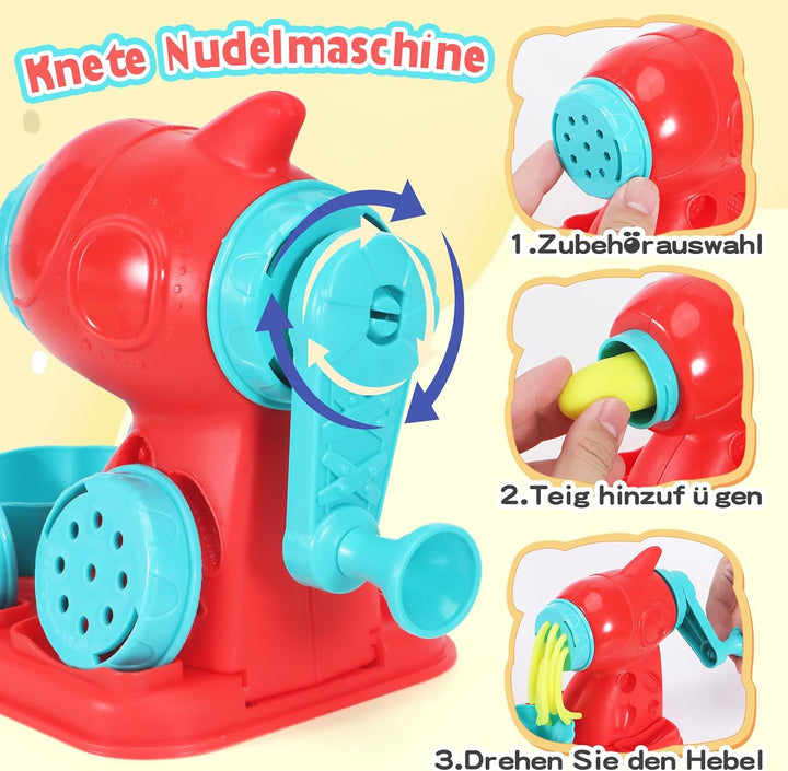 BananMelonBM Kid Toys 3-in-1 Knete-Set mit EIS-, Nudel- und Burger-Maker, ab 3 Jahre