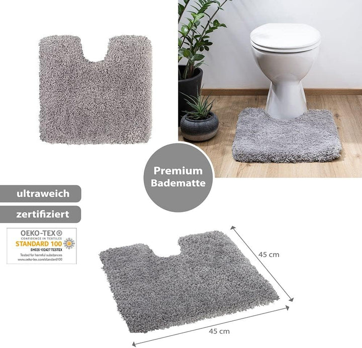 PANA® Vienna Premium Badematte • Hochflor Badvorleger • WC-Teppich mit Ausschnitt • Rutschfester und