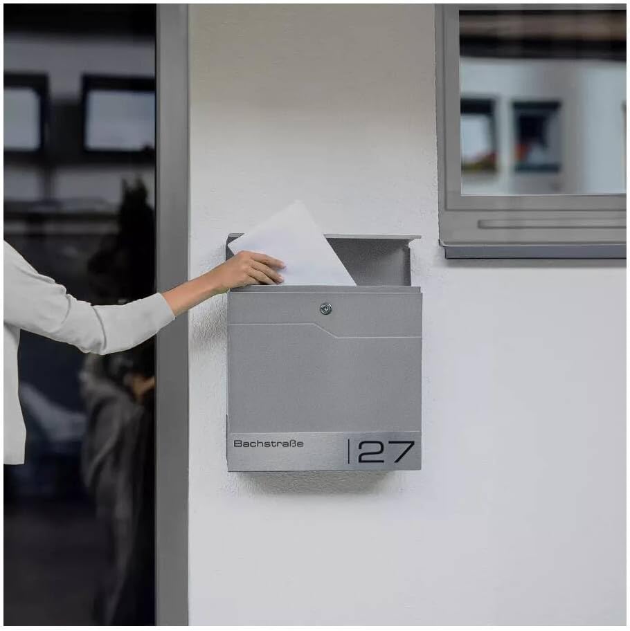 Metzler® Briefkasten mit App-Benachrichtigung und Zeitungsfach aus Edelstahl in Graualuminium RAL 90