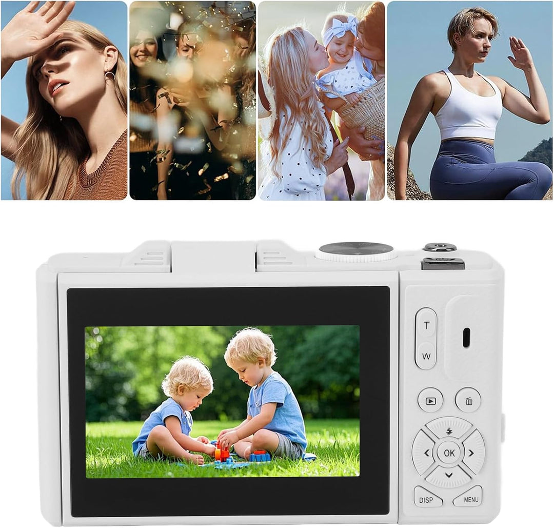 5K 75MP Digitalkamera mit 18 facher Optischer Zoomstabilisierung, 3 Zoll Flip Bildschirm, Retro Digi