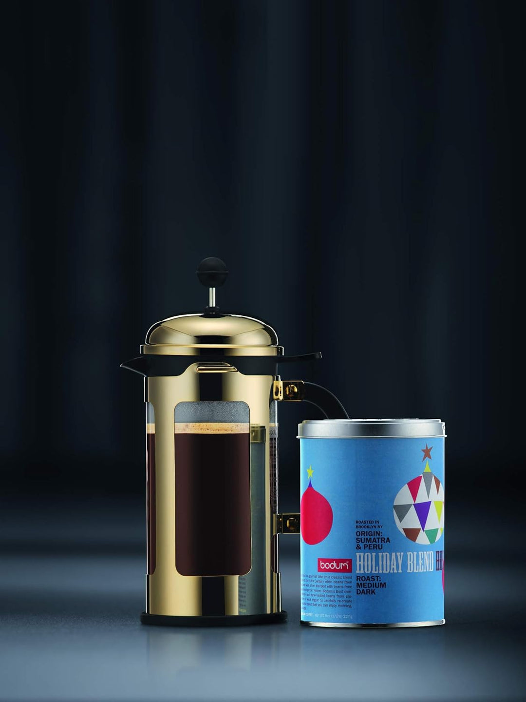 Bodum New Chambord Kaffeebereiter 8 Tassen, Chrom, Gold, cm, 10.7 x 17.5 x 25 cm, 1 Einheiten 1 Litr