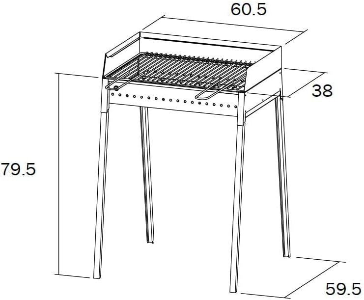 LISA Vesuvio Kohlegrill 60 x 40 cm - Aluminiumeisen - abnehmbare Füsse mit Bajonettanschluss