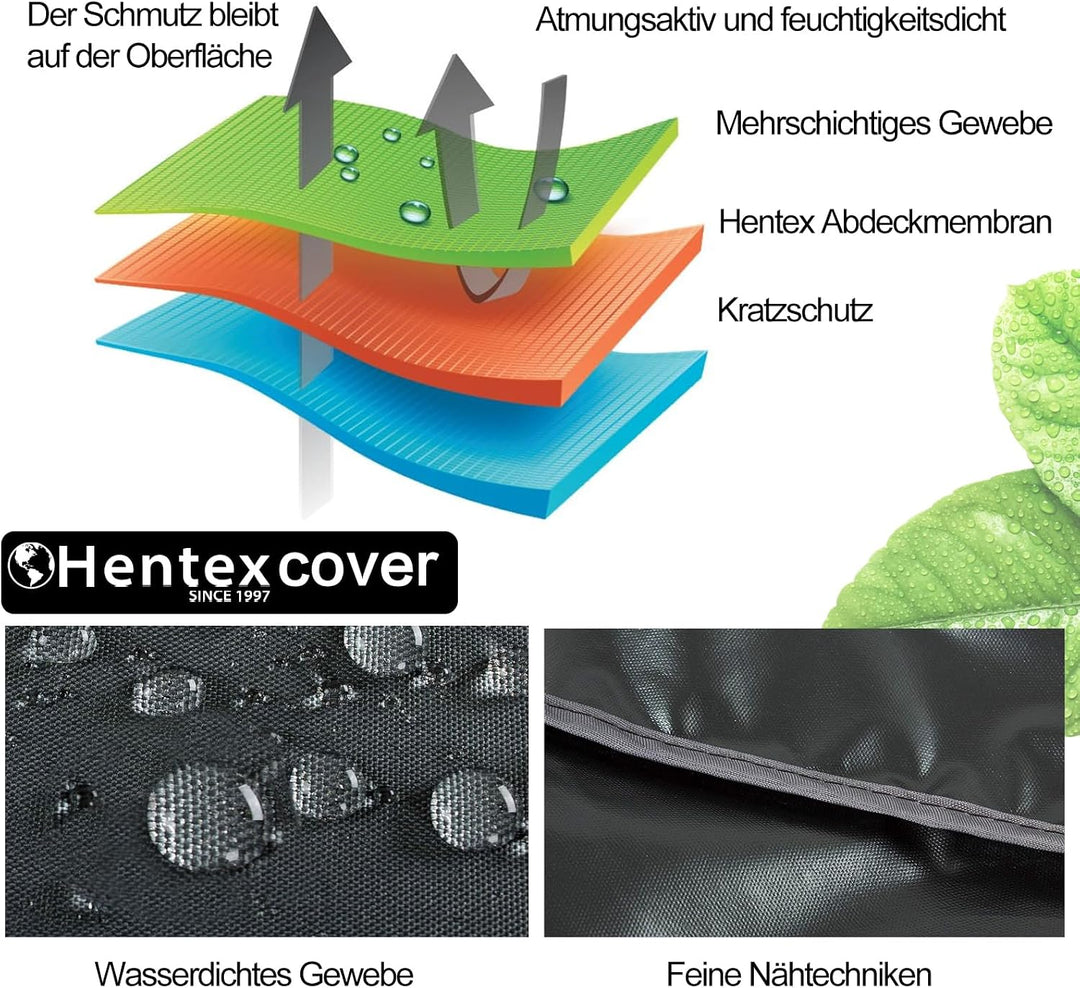 Hentex Cover Loungemöbel Abdeckhaube für L-Form Sofas，Wasserdichtes Atmungsaktives TPU Gewebe Abdeck