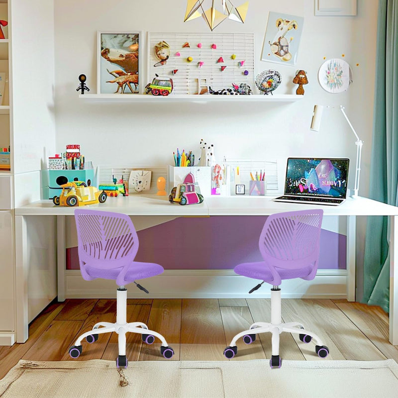 Homy Casa 2er Set Lila Schreibtischstuhl Verstellbarer Drehstuhl Bürostuhl Stoffsitz Ergonomischer A