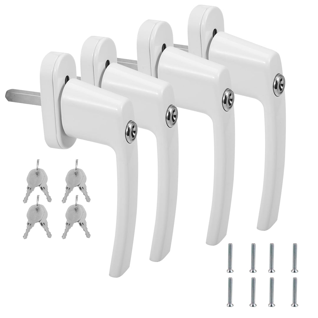 Eulenke Abschliessbarer Sicherheitsfenstergriff - 4er Set Weiss inkl. 8 Schlüssel und Schrauben - Ki