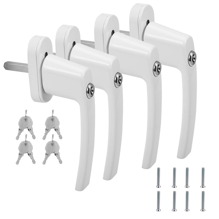 Eulenke Abschliessbarer Sicherheitsfenstergriff - 4er Set Weiss inkl. 8 Schlüssel und Schrauben - Ki