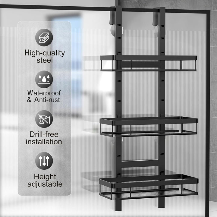 Diwoker Duschablage zum Hängen, Duschregal Ohne Bohren für Duschwand, Badezimmer Organizer mit 3 Dus