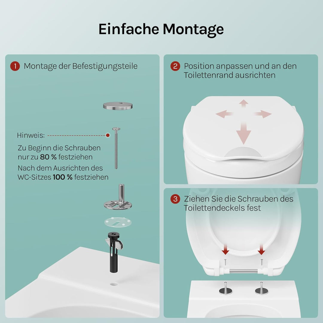 WOLTU Toilettensitzerhöhung, Toilettendeckel Erhöhung 5cm, WC Sitz mit Absenkautomatik O-Form, aus D