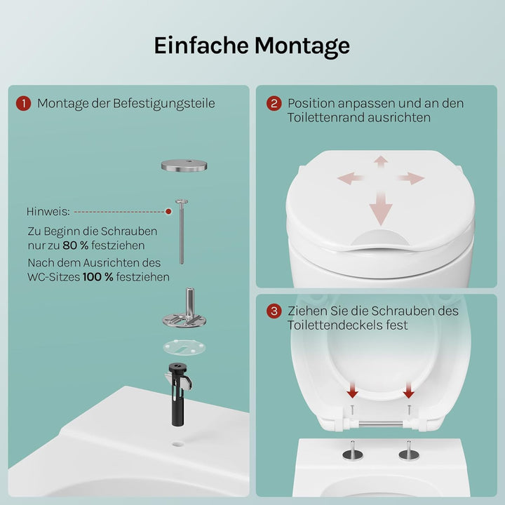 WOLTU Toilettensitzerhöhung, Toilettendeckel Erhöhung 5cm, WC Sitz mit Absenkautomatik O-Form, aus D