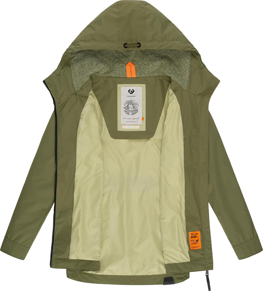 Ragwear Damen Übergangsjacke leichte Jacke Kurzmantel mit Verstellbarer Kapuze Zuzka XS-6XL M Olive0