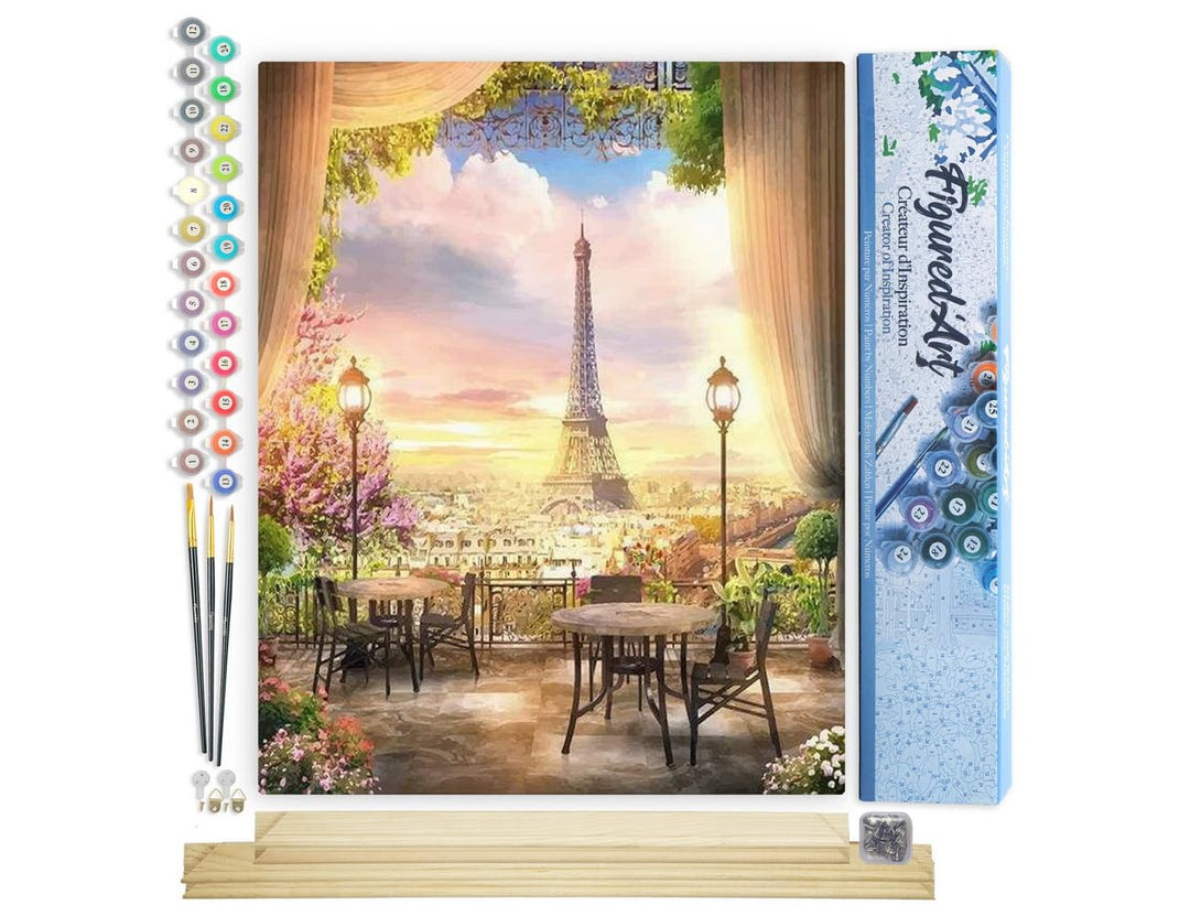 Figured'Art Malen Nach Zahlen Erwachsene Mit Rahmen Romantische Landschaft in Paris - Paint by Numbe