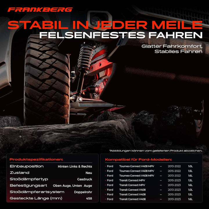 Frankberg 2x Stossdämpfer Hinterachse Kompatibel mit Tourneo Connect 2013-Heute Grand Tourneo Connec