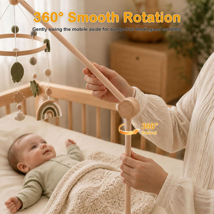 Mobile Halterung Holz für Babybett und Wickeltisch, 360° Drehbar | Höhenverstellbarer Abnehmbar, Mob