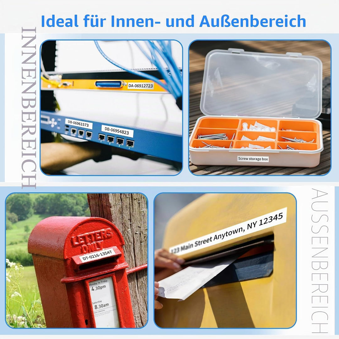 5x 18444 Industrie-Vinyletiketten kompatibel mit Dymo Rhino Industrie Vinyletiketten, 12mm x 5,5m, S