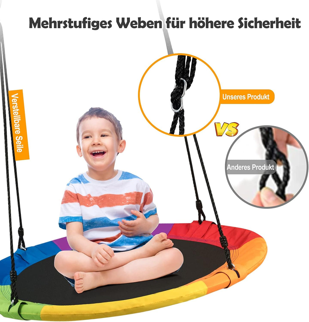RELAX4LIFE Nestschaukel aus Stahlrohr, Schaukel Outdoor, Garten-Schaukel Kinderschaukel, Tellerschau