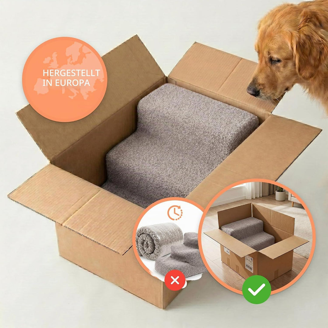 murando Hundetreppe für Kleine Hunde 3 Stufen - Haustiertreppe 30 cm Hoch für Bett, Sofa, Treppe für