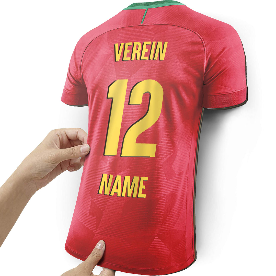 Elbeffekt Trikotlampe für Portugal Fans aus Holz - personalisierbares Geschenk - schenke Dein indivi