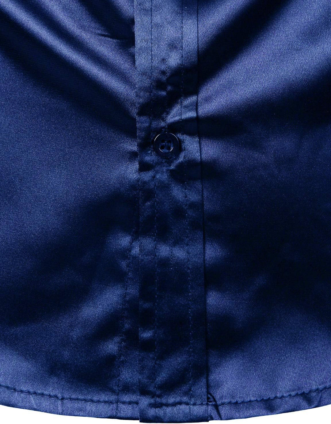 PARKLEES Herren Glänzend Slim Fit Satin Langarmhemd Frezeit Business Hemd für Party Nachtclub S Navy