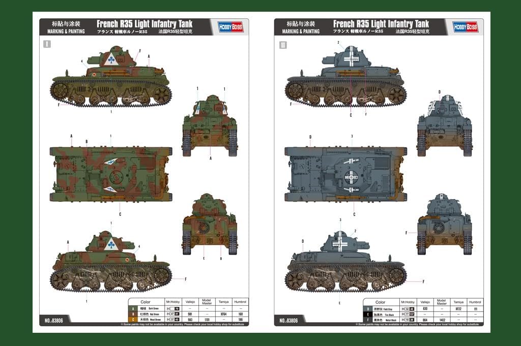 Hobby Boss 83806 Modellbausatz French R35 Light Infantry Tank