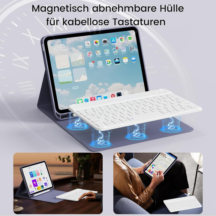 Hülle mit Tastatur für iPad Air 11 Zoll 2025 2024 (M3/M2), iPad Air 5 4 2022/2020 10,9 Zoll, Soft TP