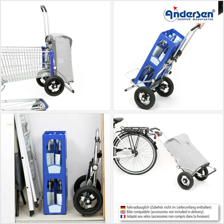 Andersen Einkaufstrolley - klappbar - 54 Liter - Aufhängung für Einkaufswagen - belastbar 50 kg - Al